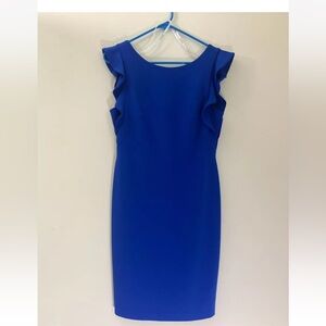 Calvin Klein Blue Exquisite Sheath Sleeveless Helter Dress Size-8